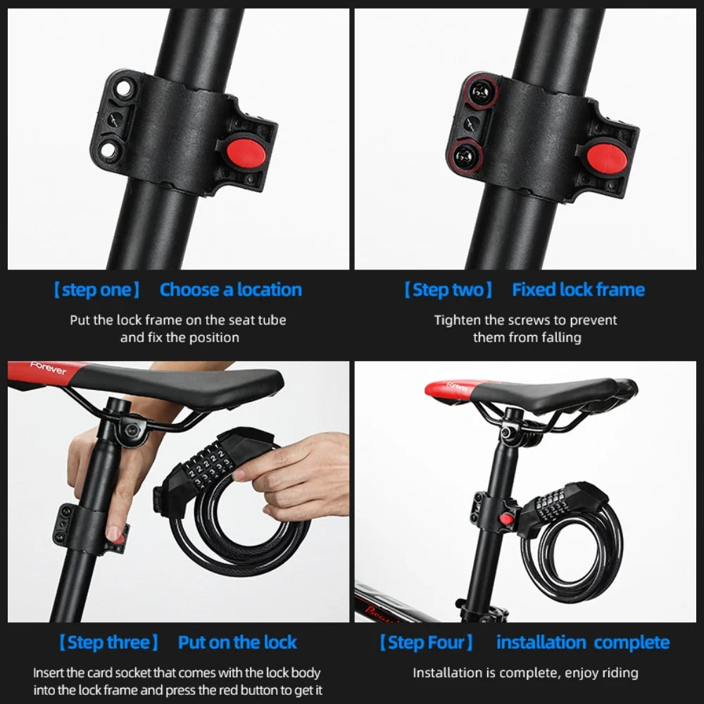 Bike Locks Combination Bicycle Cable Locks with Mounting Bracket, 4 Ft High Security 5 Digits Resettable Coiling Cable Lock