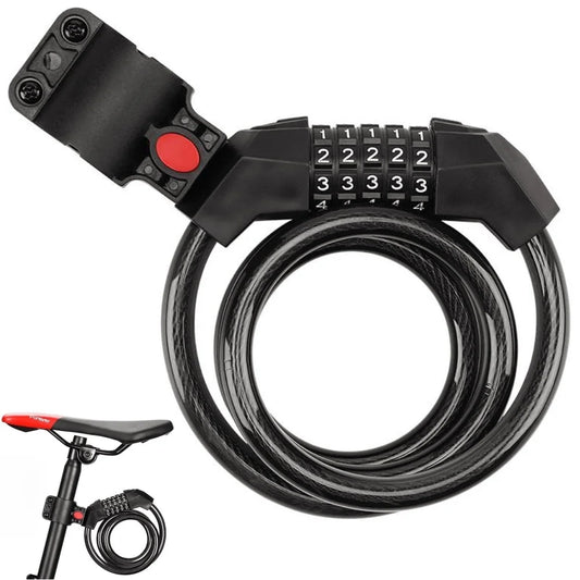 Bike Locks Combination Bicycle Cable Locks with Mounting Bracket, 4 Ft High Security 5 Digits Resettable Coiling Cable Lock